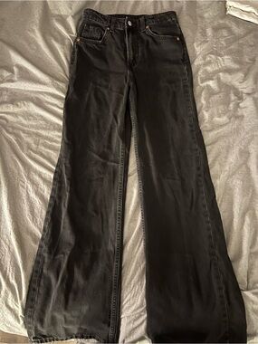 H&M Black Wide-Leg Jeans with High Waist